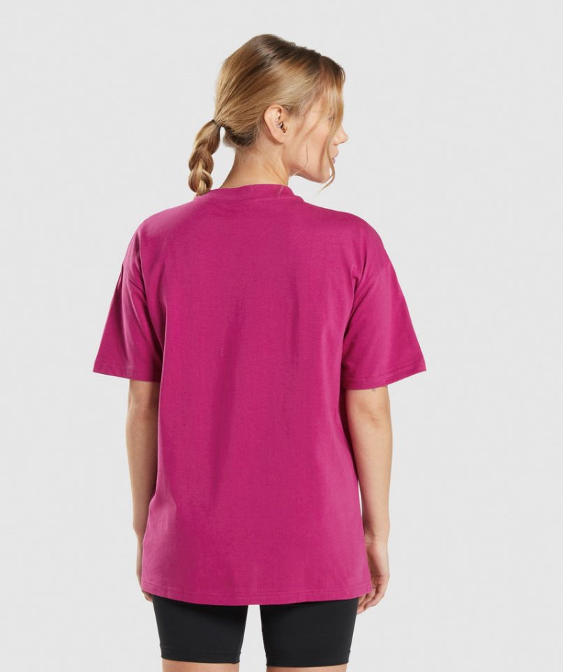 Women's Gymshark Training Oversized T-Shirts Pink | CA 6583D7